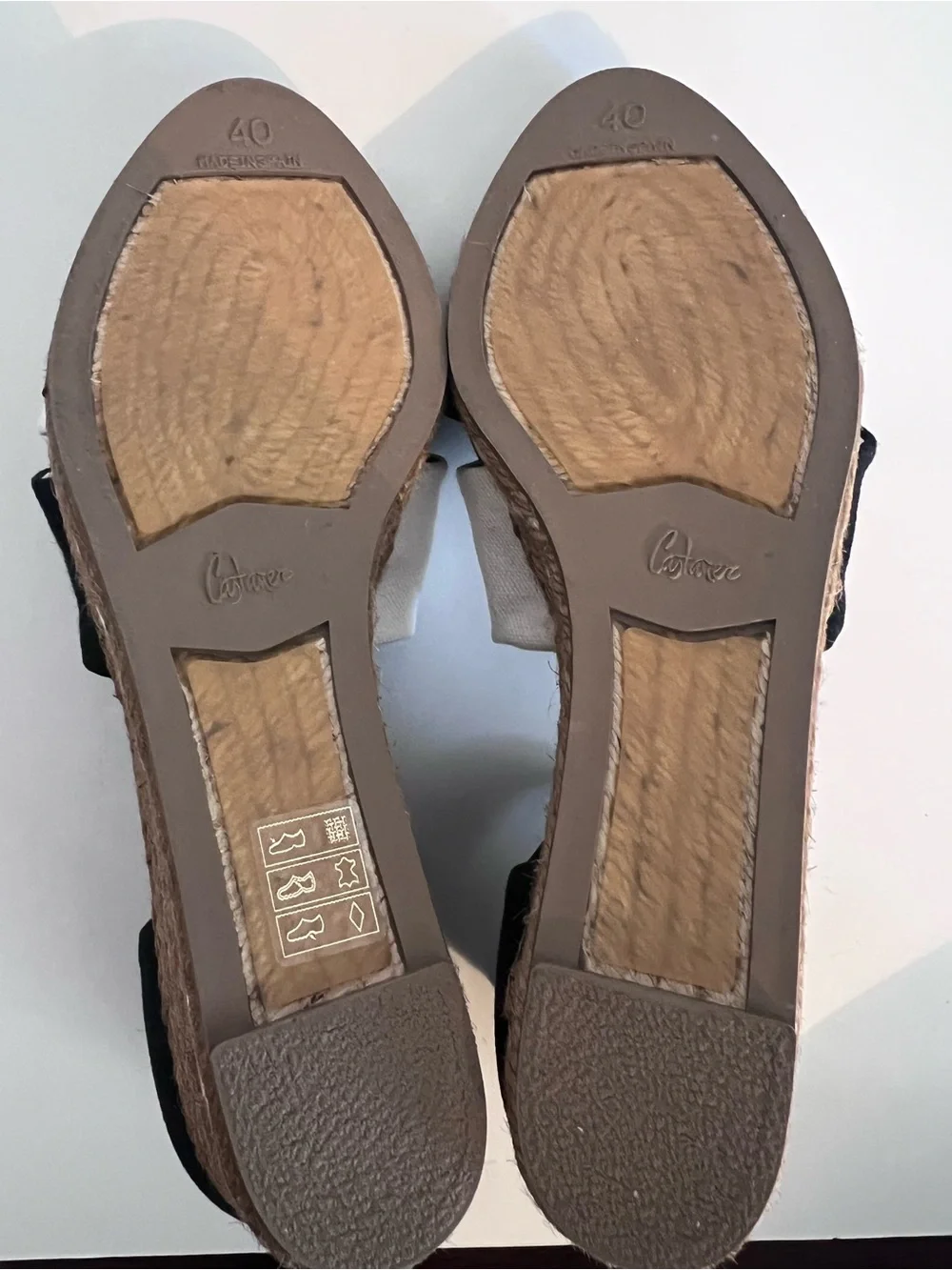 NWT Castañer Black & White Knot Ankle-Strap Espadrille Wedges, Size EU 40.